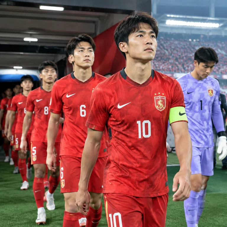 U23国足球员在比赛前进行战术准备，聚焦首发变化与阵容安排